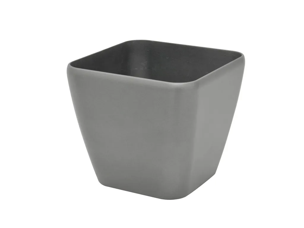 Cache-pot argenté brillant LUNA-33 Europalms au design cubique chic