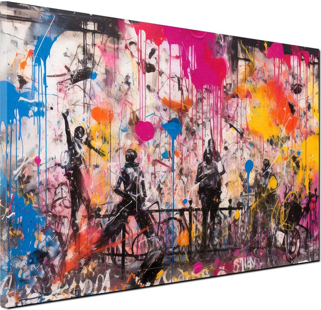 Figuren Street Art Wandbild Pop Art Leinwandbild abstrakt Kunstdruck XL Wanddeko: 120x80x4cm