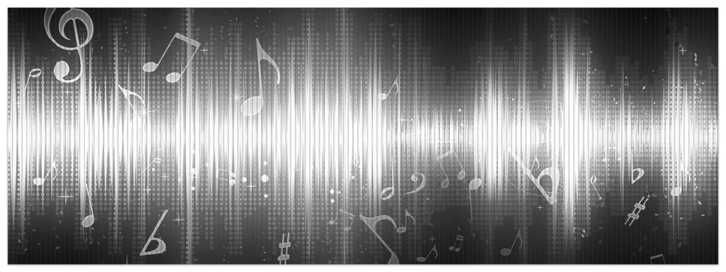 Wallario Duschmatte Antirutschmatte Badmatte Fußmatte Noten der Musik in schwarz und weiß, Größe ca. 180 x 65 cm