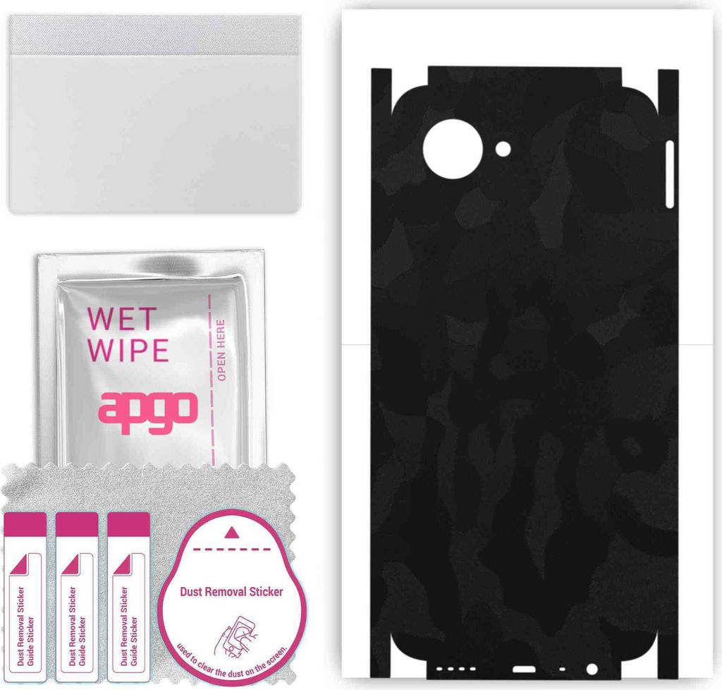 apgo Rückseite + Seiten Schutzfolie, Skin, kompatibel mit Realme C30, Hinten Displayschutzfolie aus Vinylfolie, kratzfest, einfache Montage - Schw...