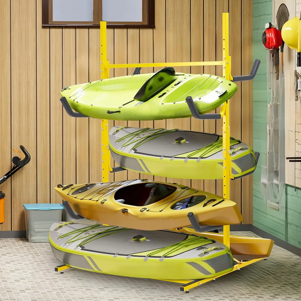 Rangement kayak pour garage, support acier réglable et stable, Jaune