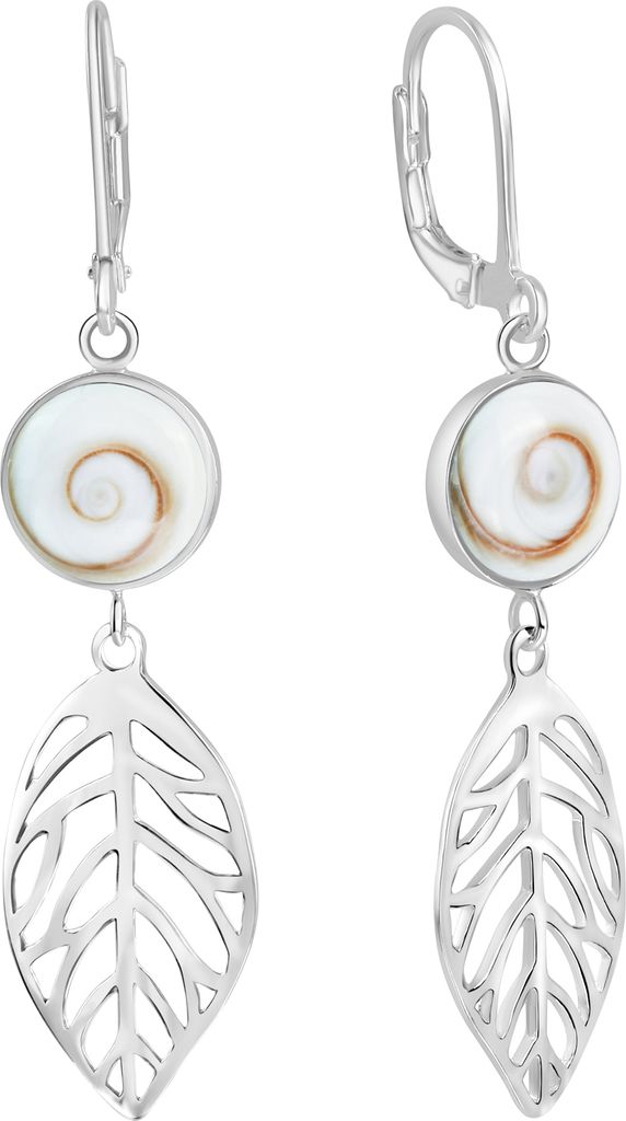 V Ohrhänger 925/- Sterling Silber 5,2cm weiß Meeresauge weiß 342230031R