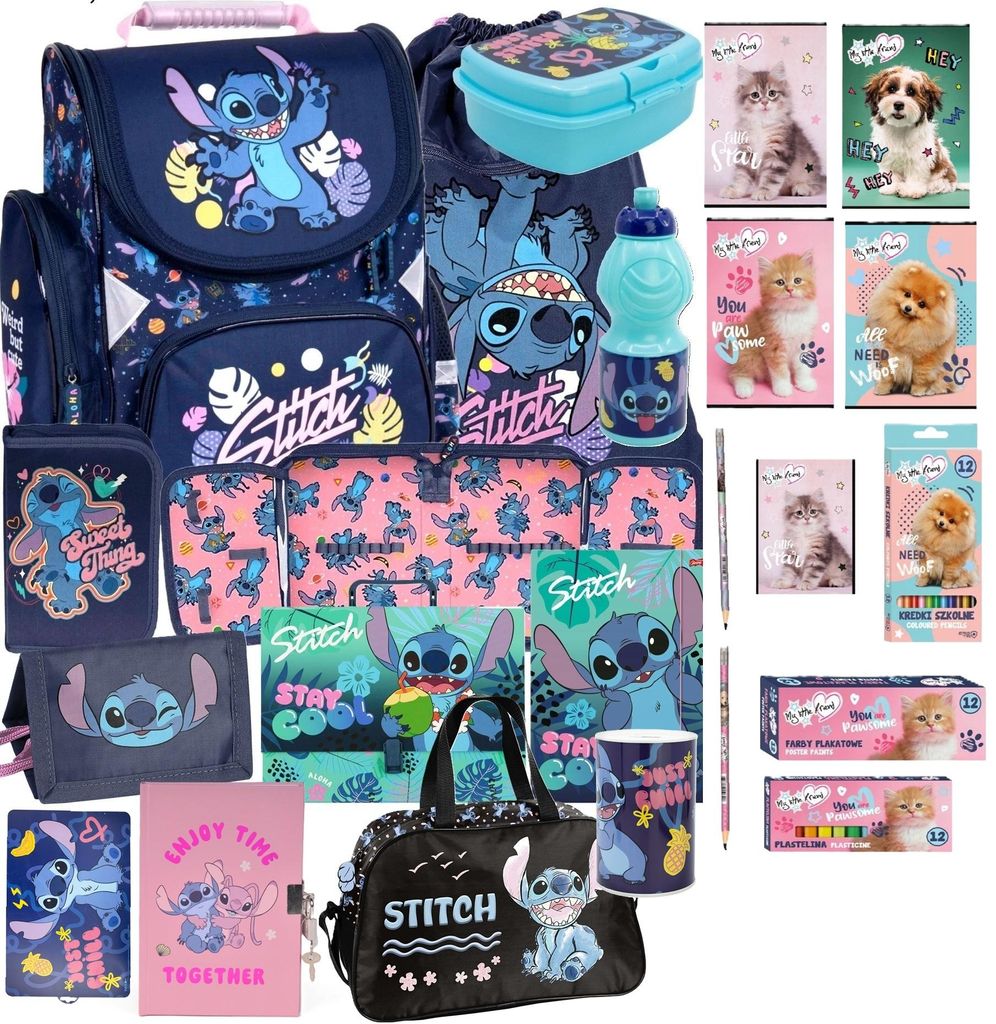 22tlg Lilo und stitch Schulranzen set Rucksack Federtasche Produktbild 