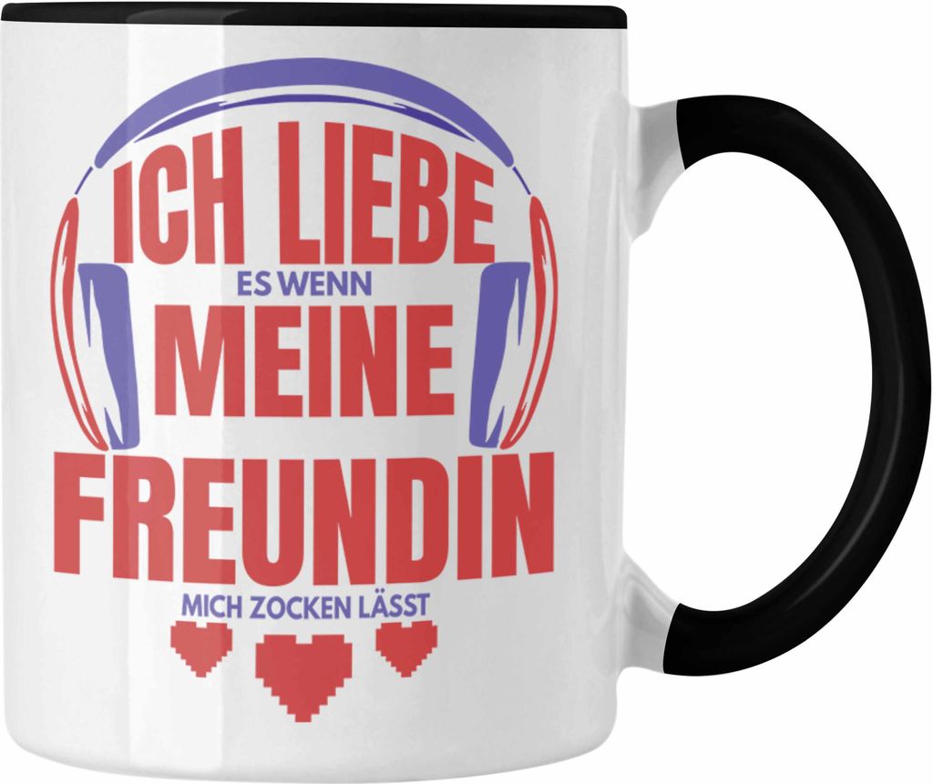 Trendation - Ich Liebe Es Wenn Meine Freundin Mich Zocken Lässt Gamer Geschenk Liebe Valentinstag Spruch Geschenk (Schwarz)