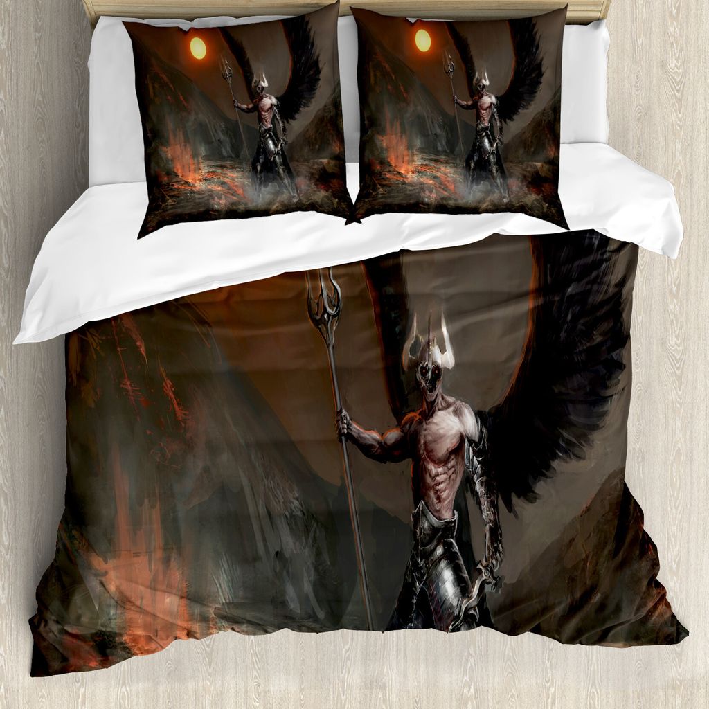 ABAKUHAUS Fantasy World Bettbezug, Ritter Kunstwerk, Milbensicher Allergiker geeignet mit Kissenbezügen, 155 cm x 220 cm - 80 x 80 cm, braun Gelb