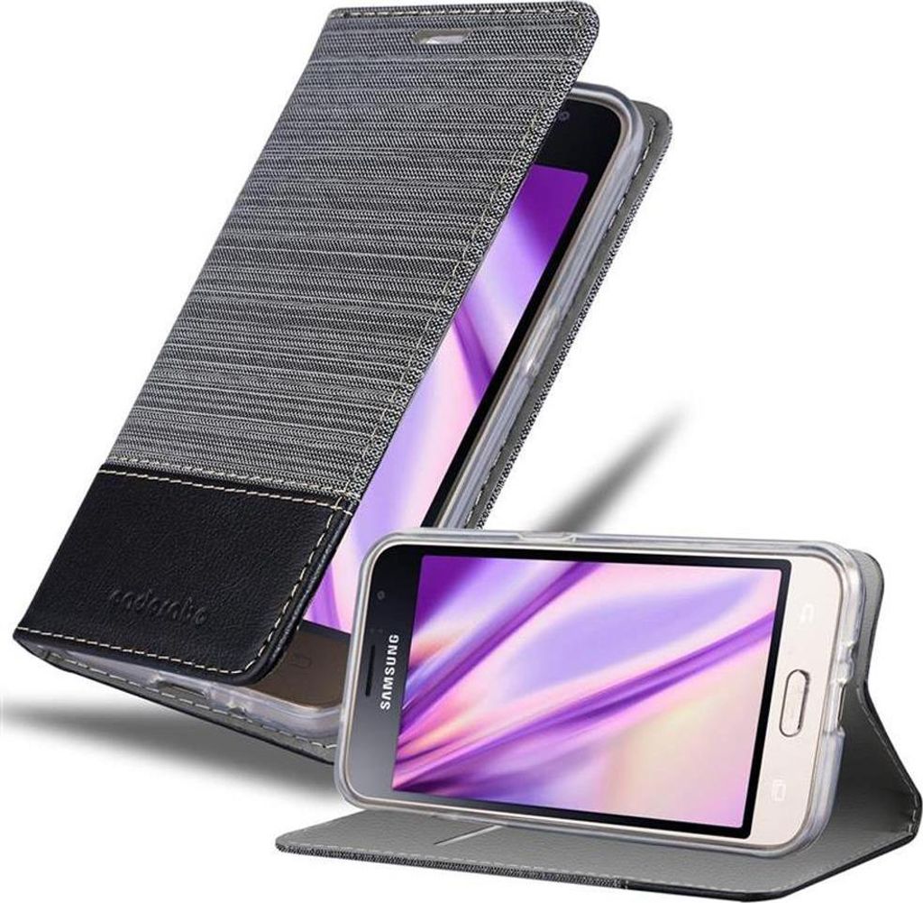 Cadorabo Hülle für Samsung Galaxy J1 2016 Schutzhülle in Grau Handy Hülle Etui Book Case Cover