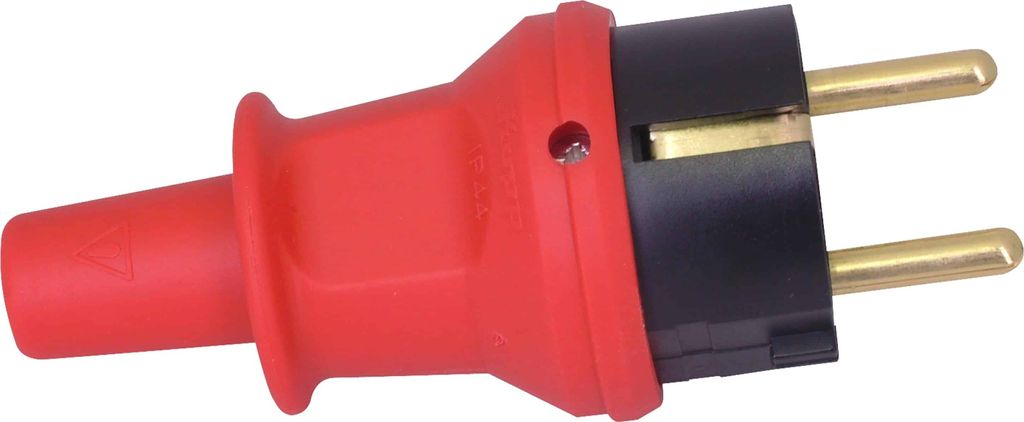 Kopp Schutzkontakt Kupplung / Stecker Gummi Vollgummi IP20 IP44 Stecker IP44 mit Knickschutz rot