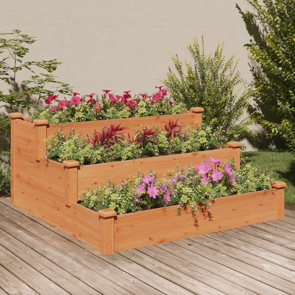 Créer un potager surélevé 120x120x56 cm en bois brun pour votre jardin