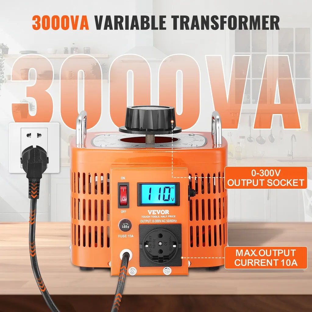 Transformateur de tension variable 3000VA 10A - Régulateur 0-300V LCD