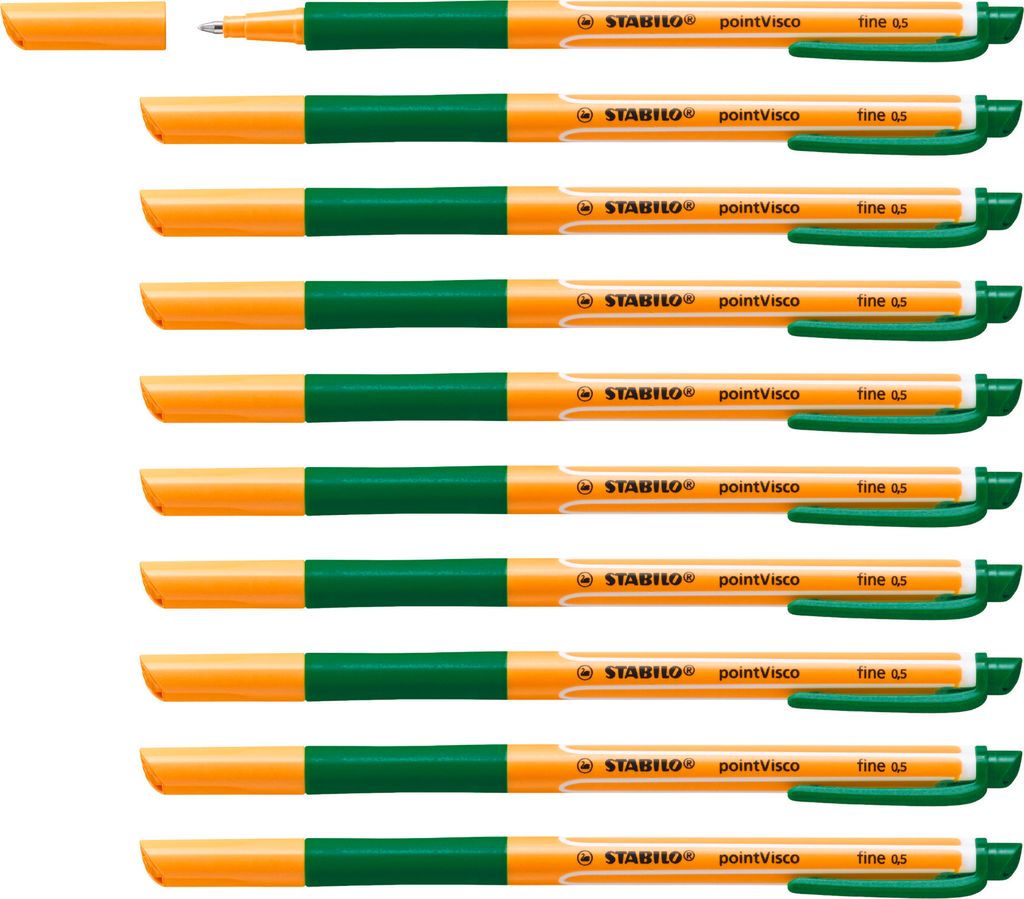 10x penne gel STABILO 1099/36 pointVisco®, 0,5 mm, verde Immagine del prodotto 