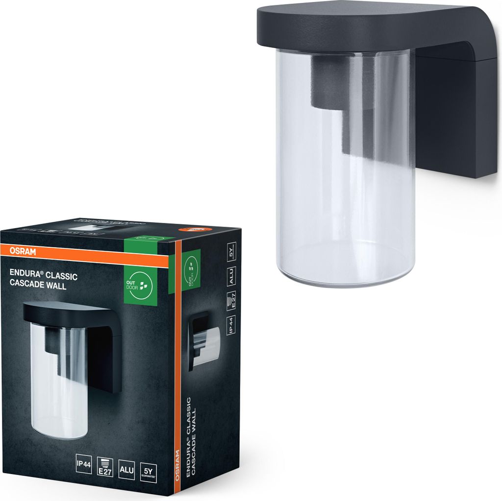 OSRAM applique da esterno E27 in vetro trasparente, design Immagine del prodotto 