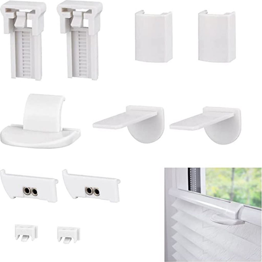 2 Sätze 20mm Faltenblind Ersatzteile Set Klemmstützung Anhang Faltenklemme Unterstützung Zubehör Klemmstützung mit Stecker für Faltenjalousie...