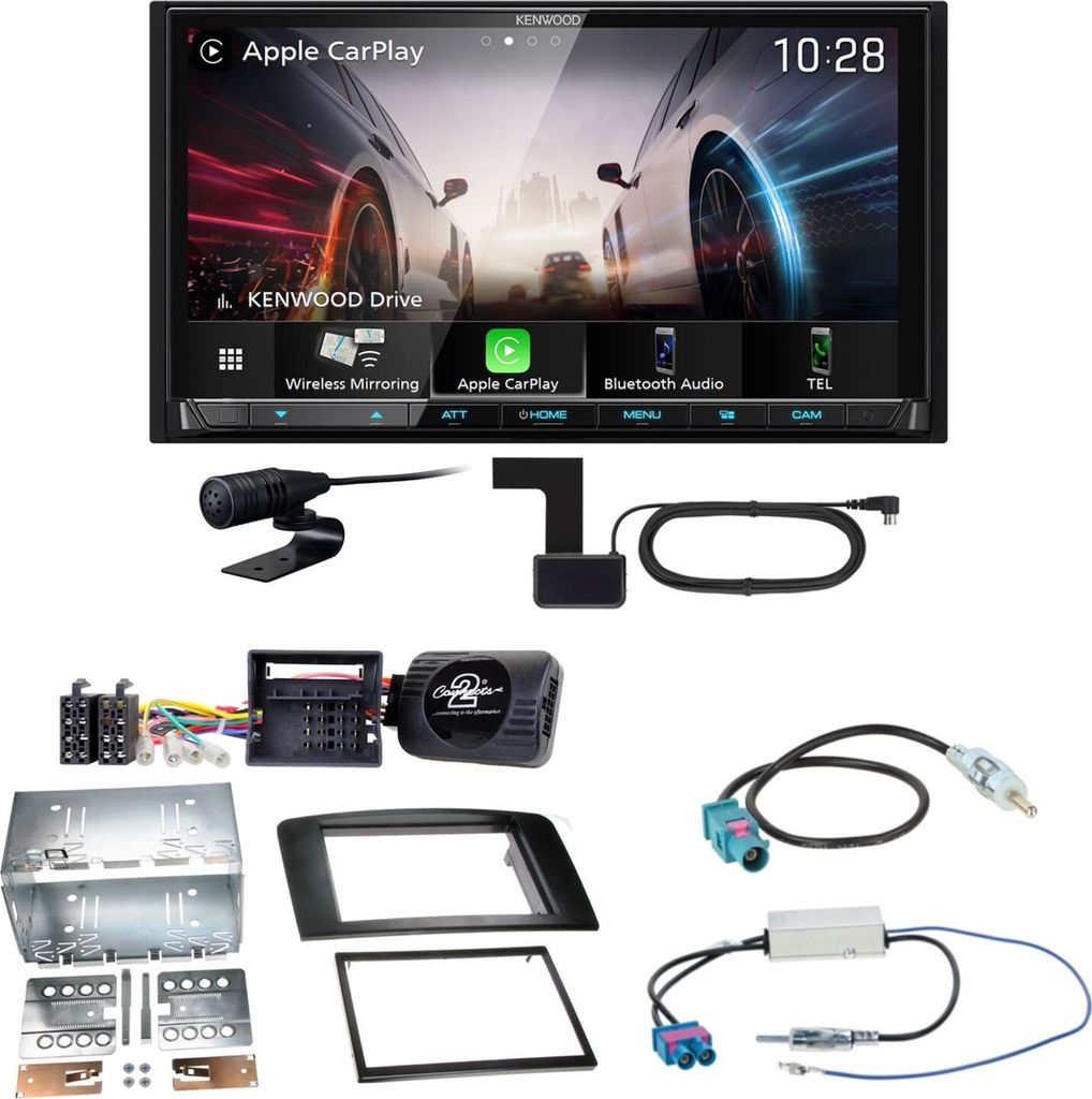 Kenwood DMX8021DABS Android Auto CarPlay Einbauset für Mercedes ML W164