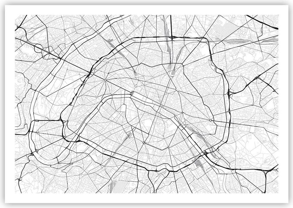 Poster - Poster ohne Rahmen - Stadt Karte Paris - 100x70 cm Produktbild 