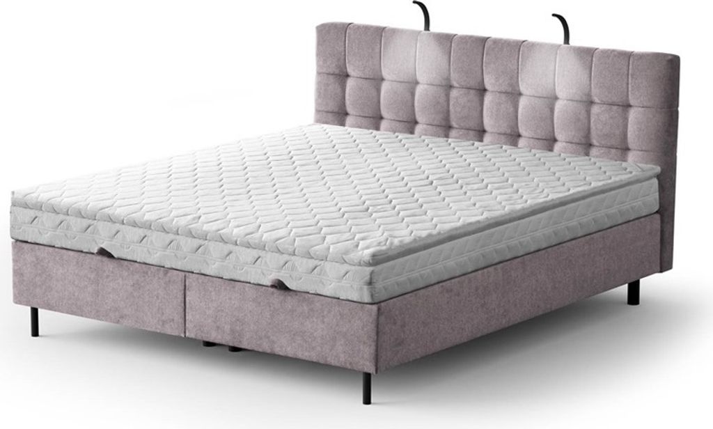 Boxspringbett - MUNA 180x200cm Bett mit Stauraum Schlafzimmer Ehebett (Pink - Aston 19)