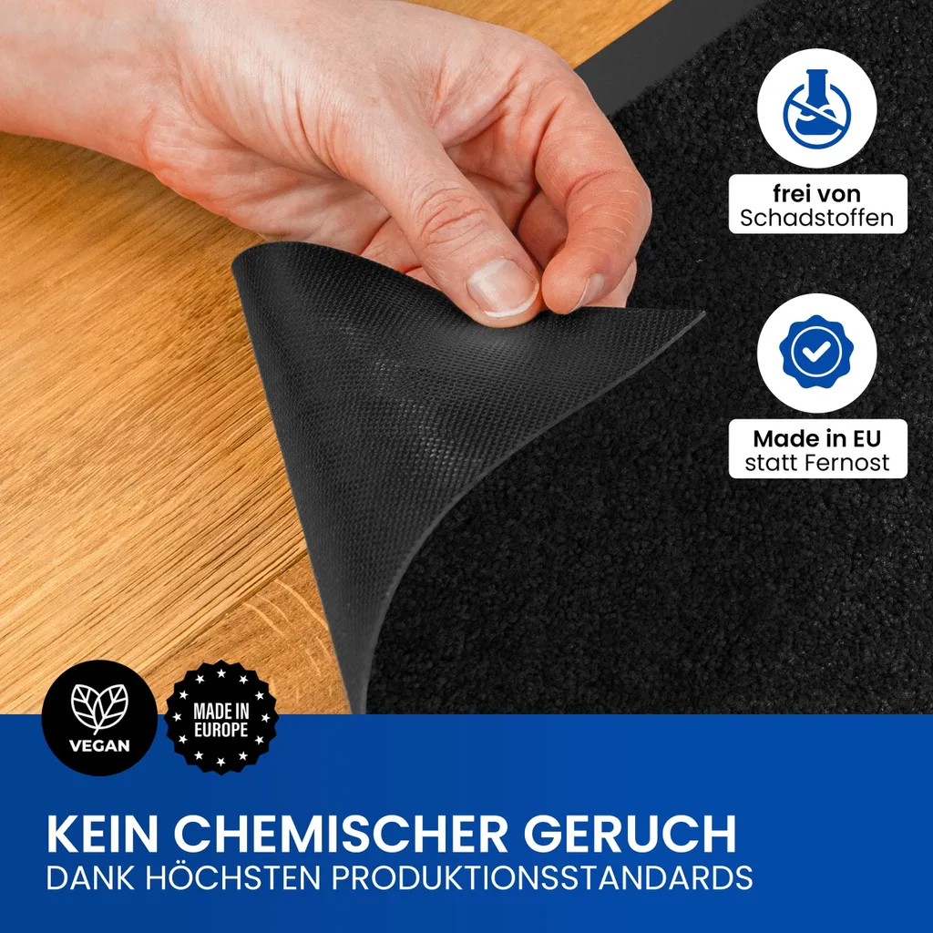Tapis de propreté antidérapant noir 60x90 cm résistant et lavable - 6