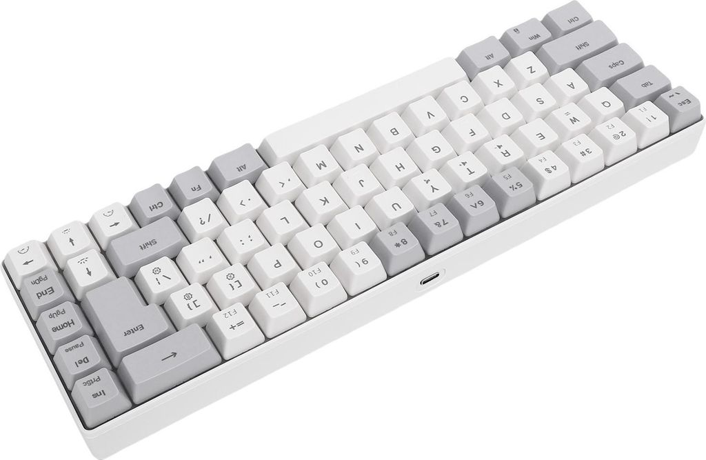 Kabelgebundene Gaming Tastatur 60% Kompakt mit RGB Hintergrundbeleuchtung Komfortables Tippen Mechanische Tastatur für PC Laptop Grau Weiß Farbblock