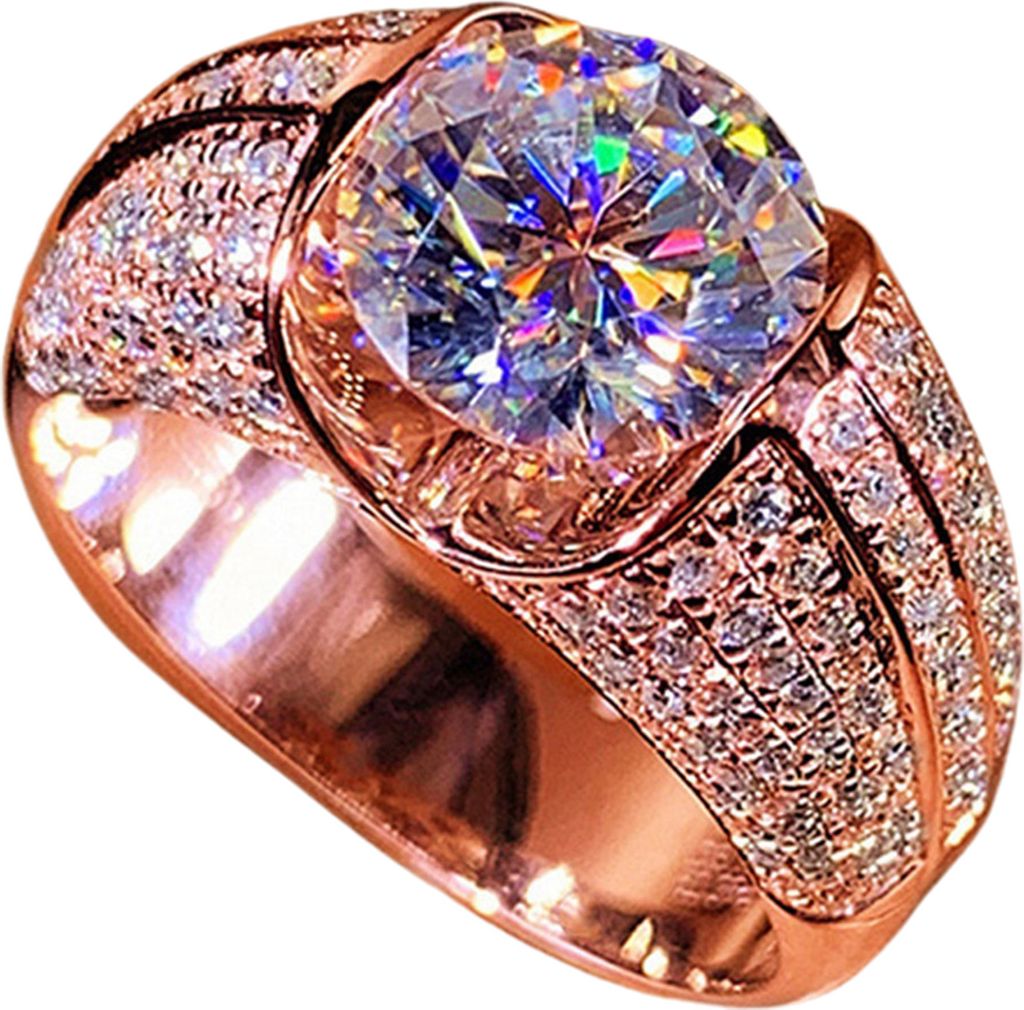 Damen-Ring, schlichtes Temperament, Legierung, Zirkonia, eingebettet, ideales Geschenk, Fingerring für Party-Roségold,US 8