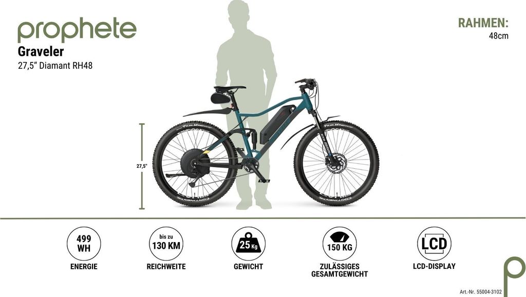 PROPHETE GRAVELLER Hinterradmotor MTB E-Bike 27,5", 499 Wh Produktbild 7
