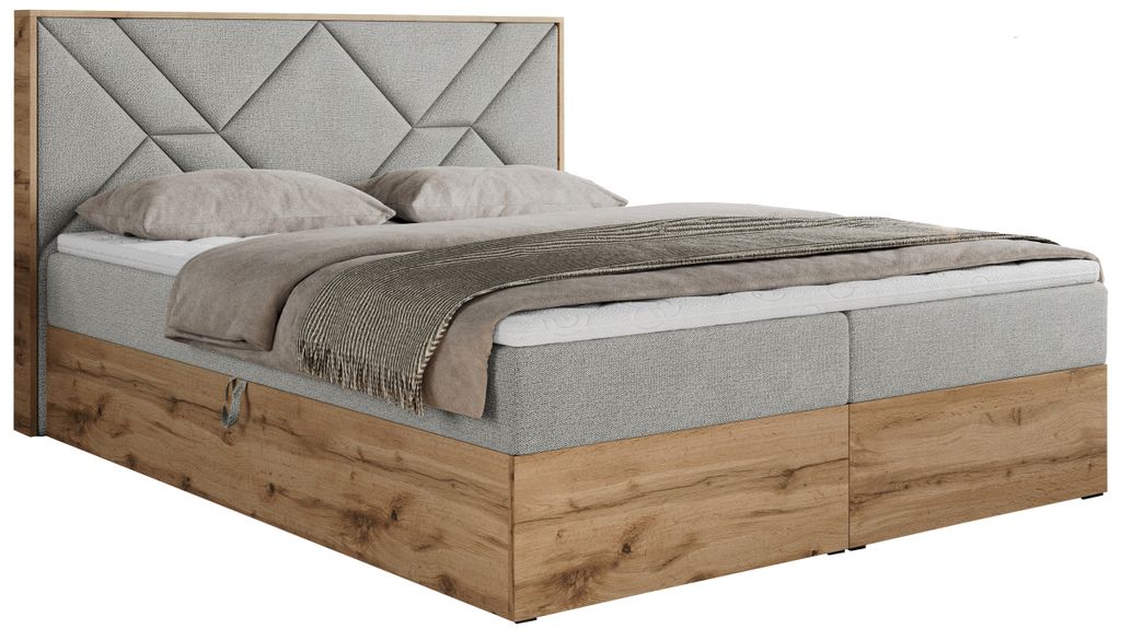 Boxspringbett 200x200 mit Bettkasten, Polsterbett 200x200 Produktbild 