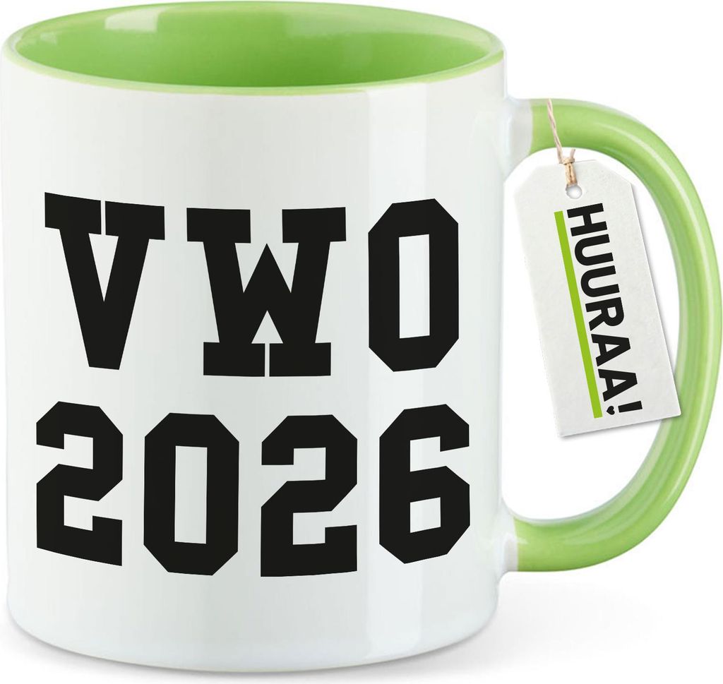 Huuraa Kaffeetasse VWO 2026 Abschluss Niederlande 330ml Grün Keramik Kaffeebecher Geschenkidee