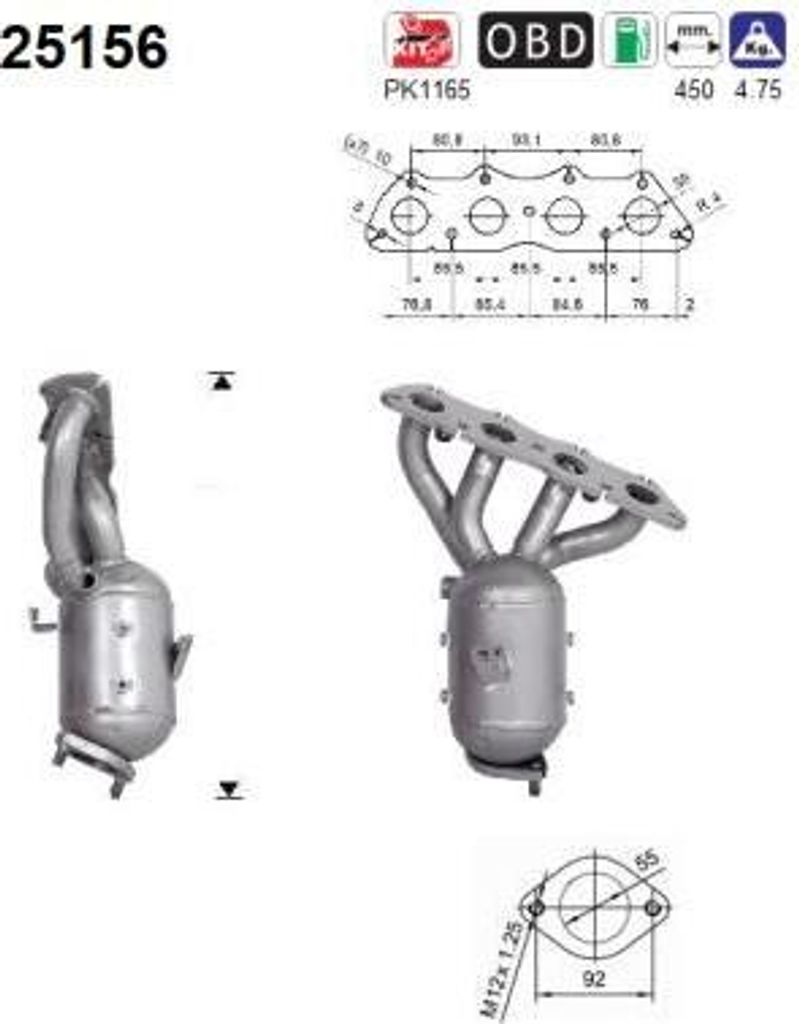 AS 25156 Katalysator OE 285002B960 kompatibel mit Tucson, Sportage