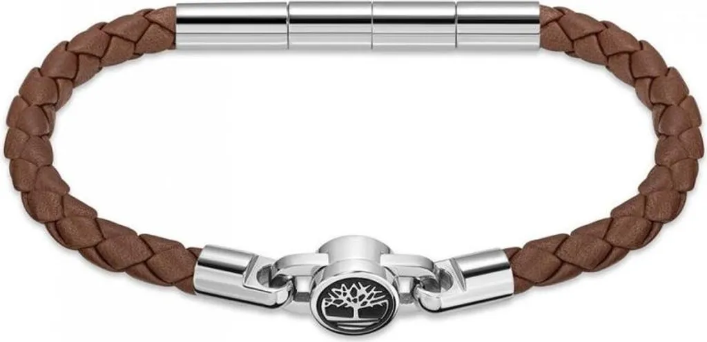 Bracelet Timberland TDAGB0002001 en cuir noir et acier pour homme