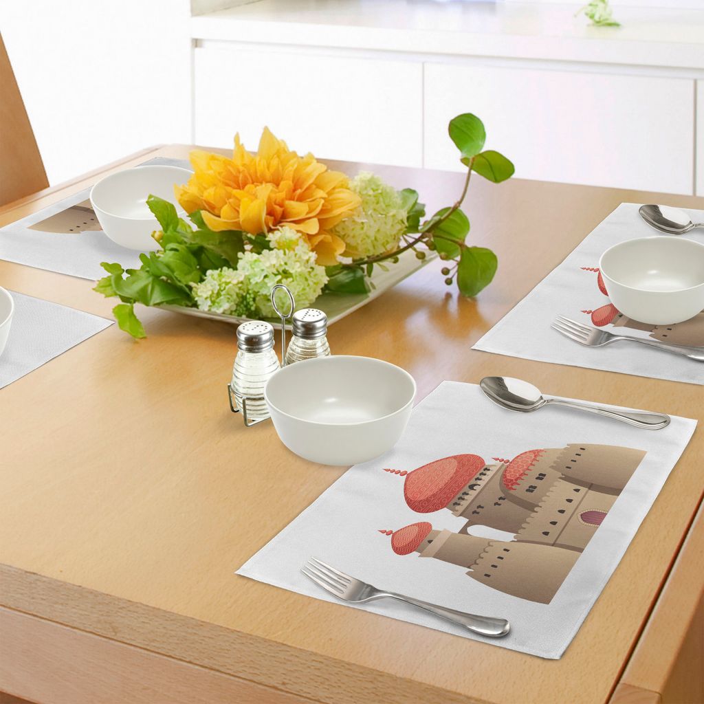 ABAKUHAUS Stammes Platzmatten, Arabian Castle Cartoon Stil Märchen Palast mittelalterliche historische Architektur Kunst, Tiscjdeco aus Farbfesten...