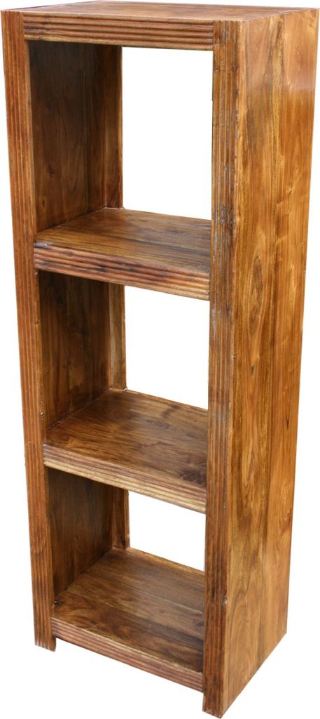 Kombinierbare Regaltürme Riffel-Kante - 3 Fächer (145*50*35), Braun, Holz, 145*50*35 cm, Bücherregale & Küchenregale