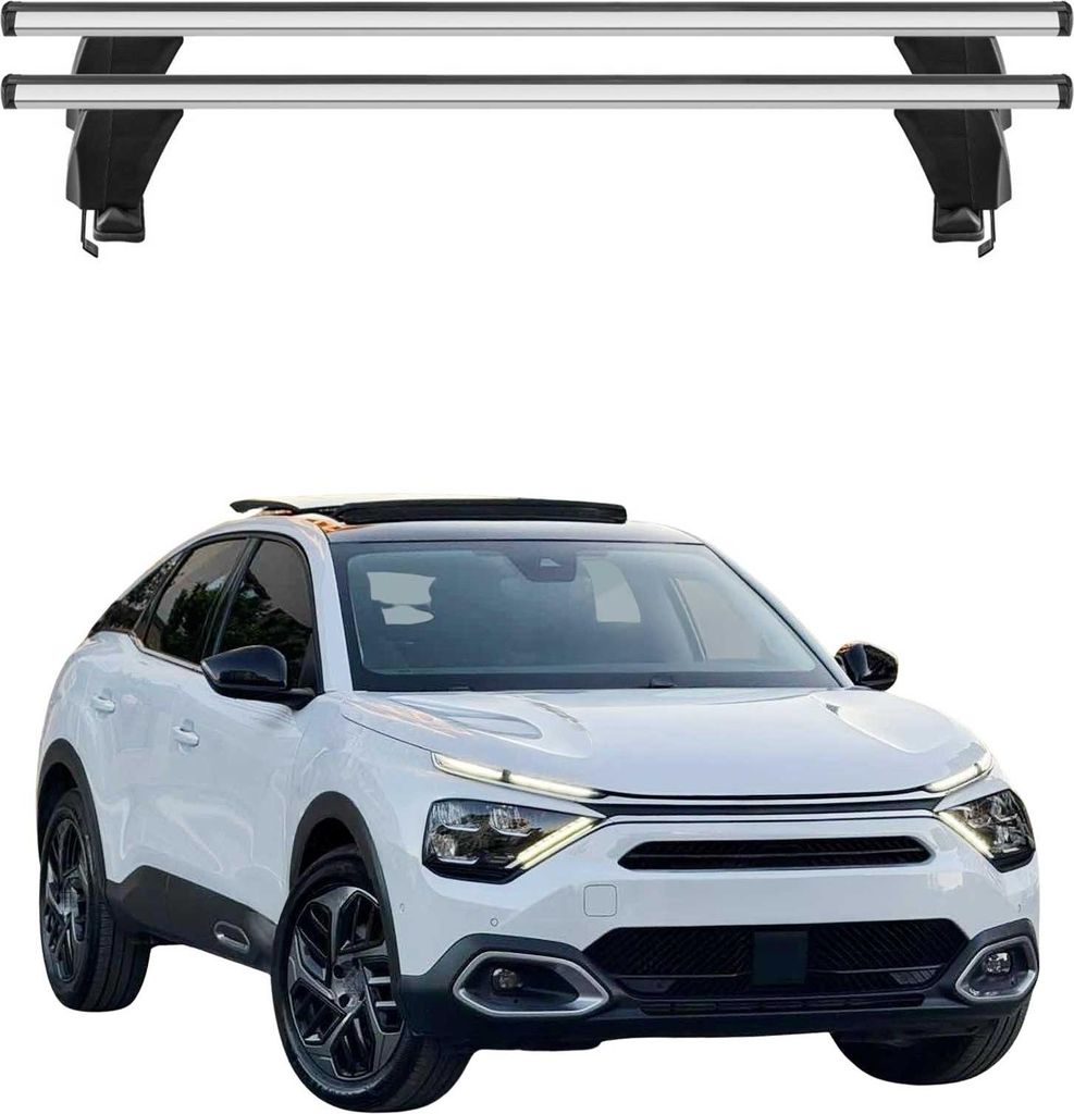 Menabo Dachträger Grundtäger für Citroën C4 mk3 2020-2025 50kg Alu Silber 2 tlg
