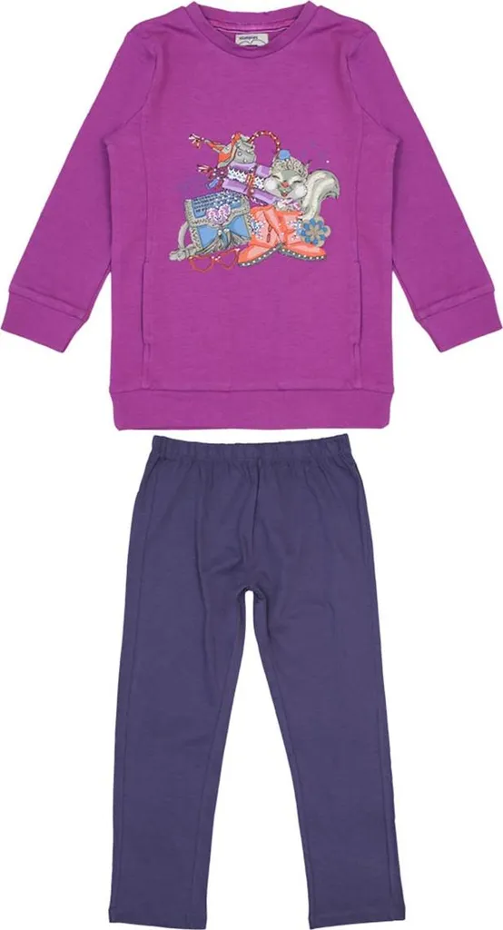 Ensemble pour fille sweat-shirt molletonné et pantalon souple gris chiné