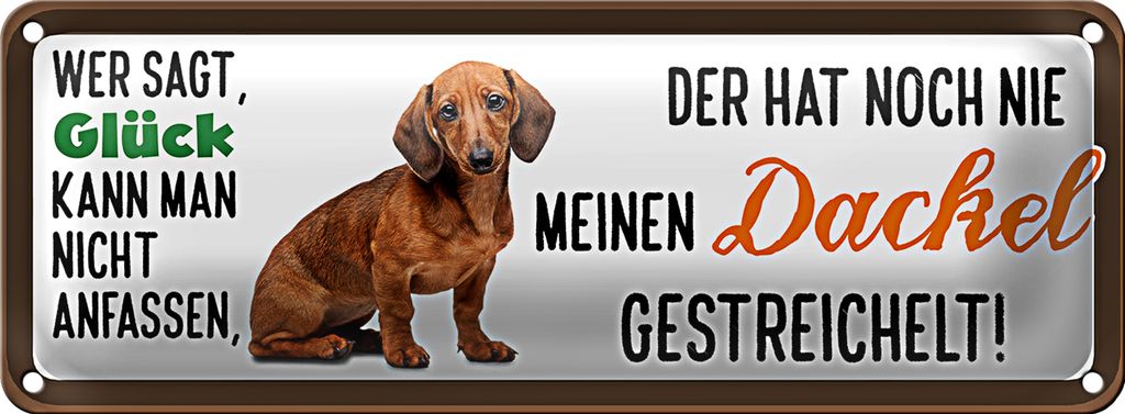 Blechschild Spruch 27x10cm meinen Dackel gestreichelt Glück Dekoration