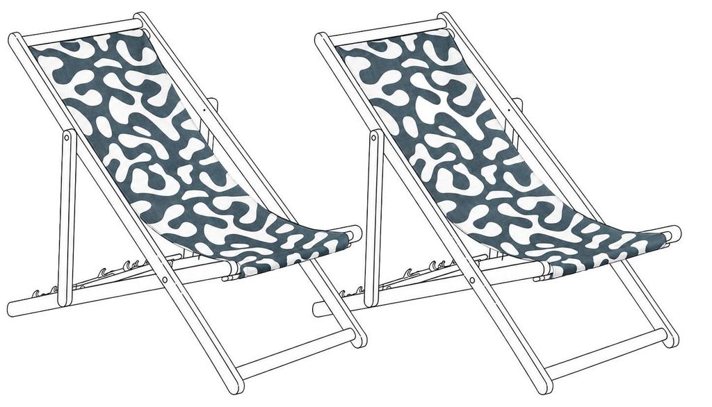 BELIANI Stoffbezüge für Gartenliege 2er Set Schwarz aus Polyester 113 x 44 cm mit Abstraktes Muster Gartenausstattung Outdoor Garten Accessories