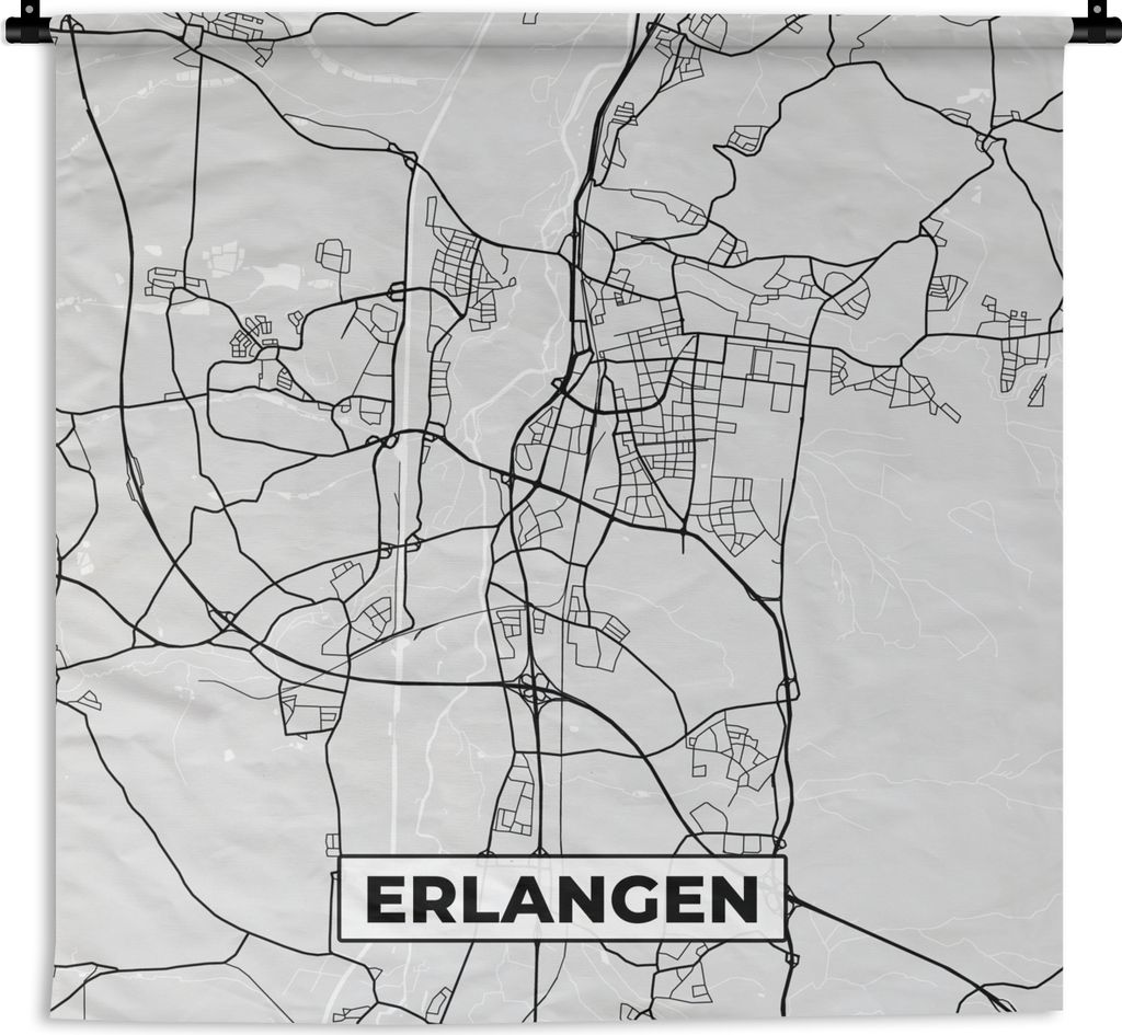 MuchoWow Wandteppich Wandbehang Stadtplan - Deutschland - Karte - Erlangen 60x60 cm Tapisserie Dekoration Wandtuch - Dekorationen - Wand Decke