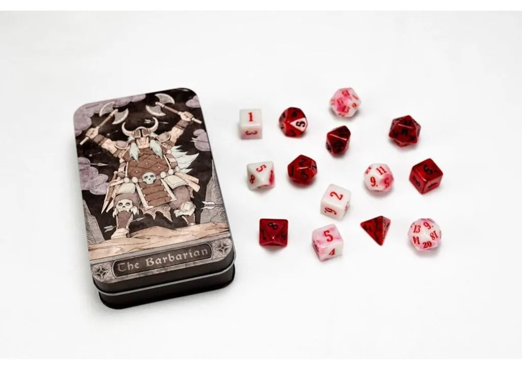 Set de 13 dés de JdR Barbare RPG Classique en résine avec gravures spéciales