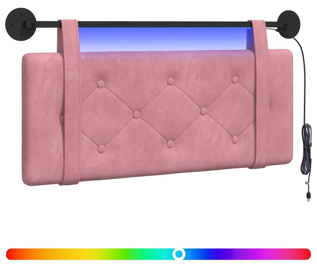 vidaXL Hängendes Kopfteil Mit LED Licht Rosa Samt