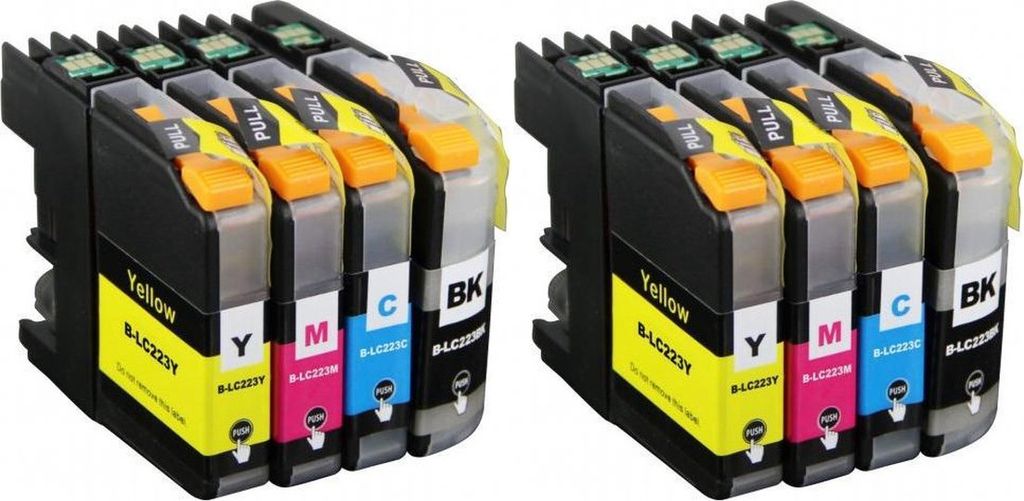 2 Sets kompatible Tintenpatronen Brother LC-223 black, cyan, magenta und yellow - 8 Druckerpatronen in XL Füllmenge für Brother DCP-J4120, DCP-J5...