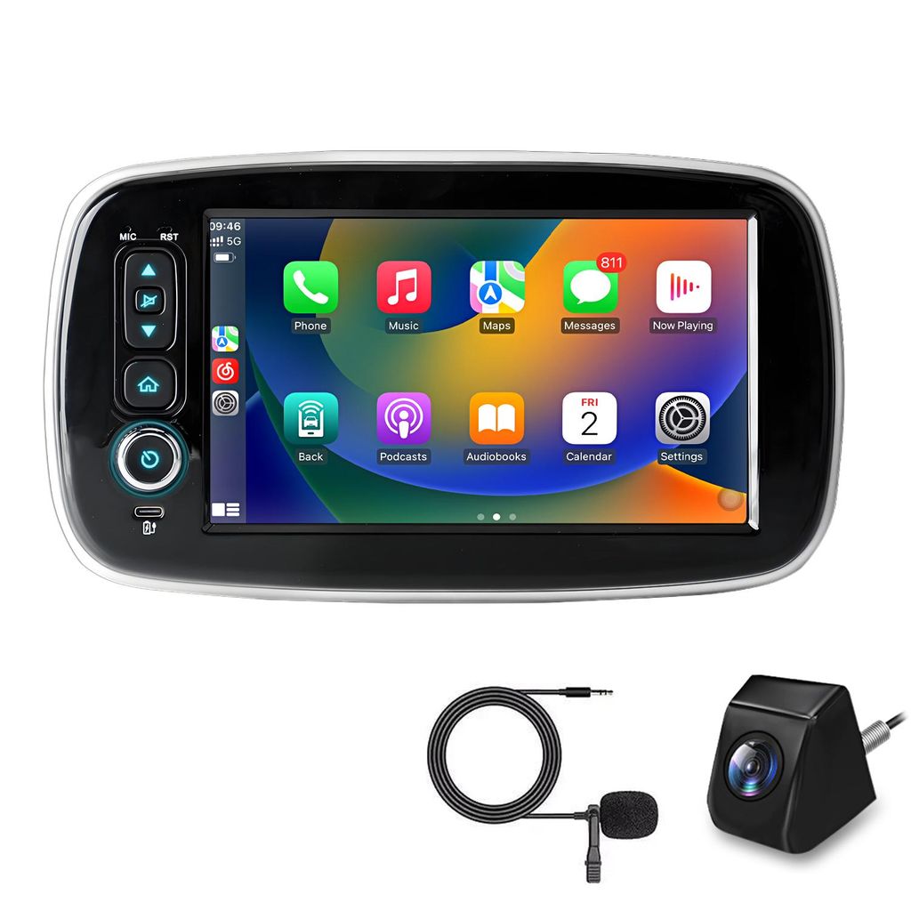 Autoradio mit kamera Carplay Für Smart Forfour Fortwo 453 2014-2022 8'' Android GPS Navi WIFi 2+64GB