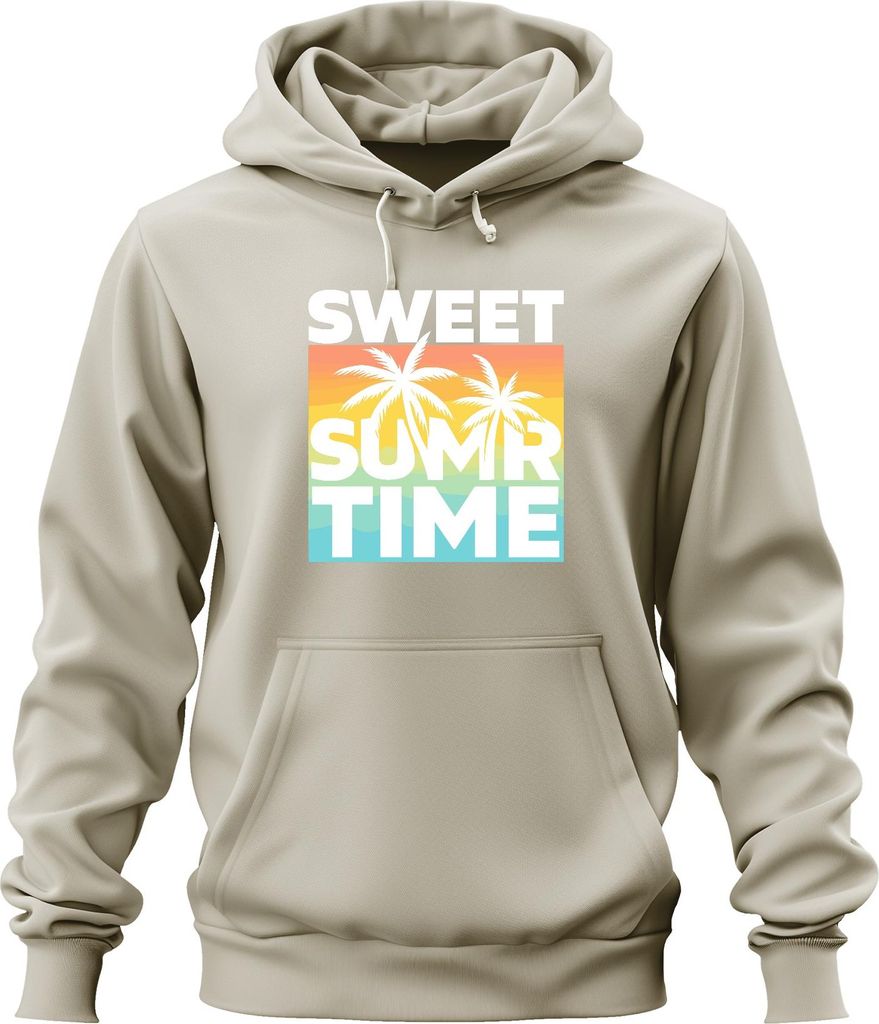 Sweet Summer Time Palmen Sonnenuntergang Strand Urlaub Retro Uni Hoodie Kapuzenpullover, Natur, L