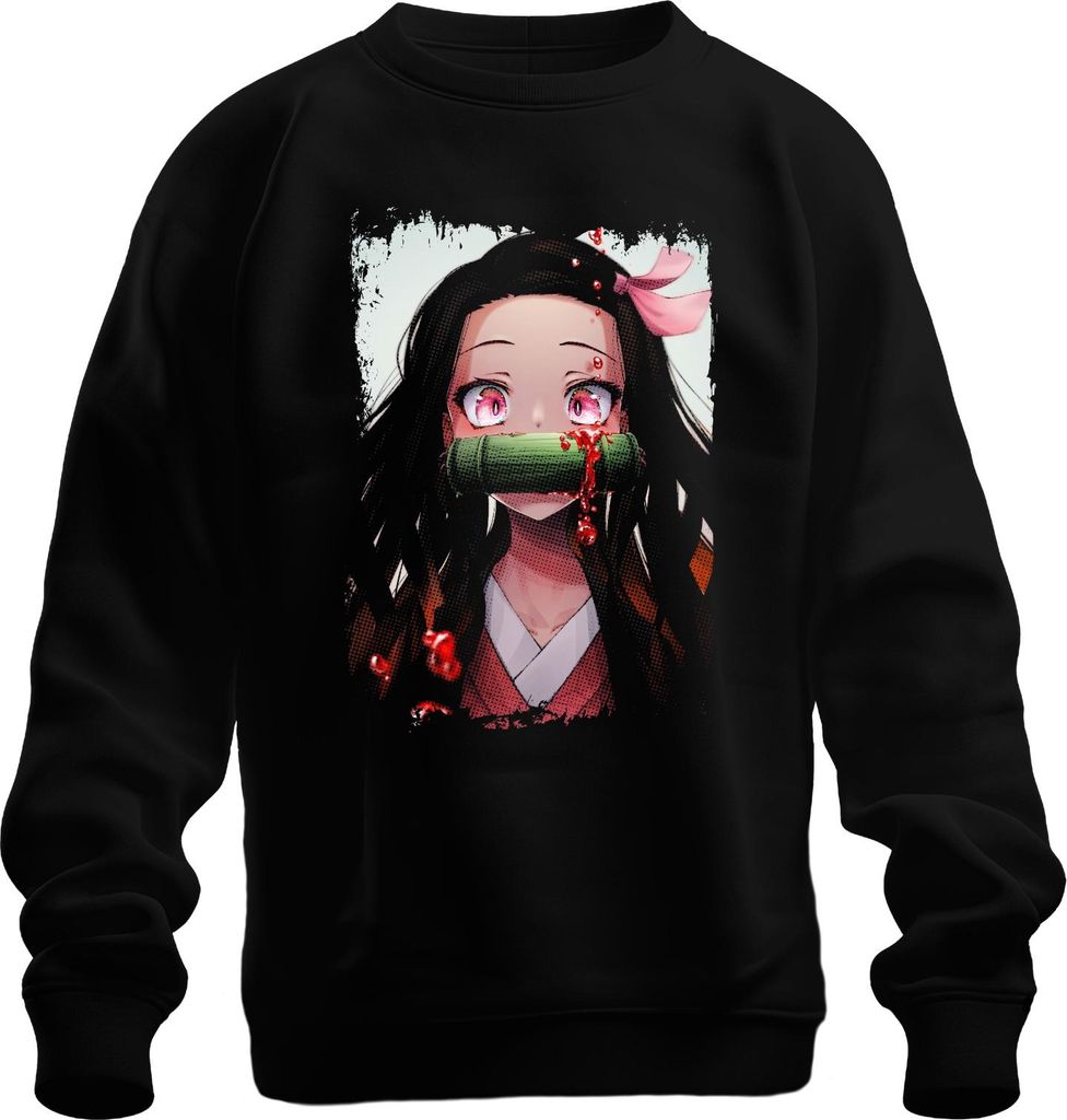 Nezuko Kamado Demon Slayer Anime Manga Bambus Blut Kawaii Cosplay Uni Sweatshirt Pullover, Schwarz, XL
