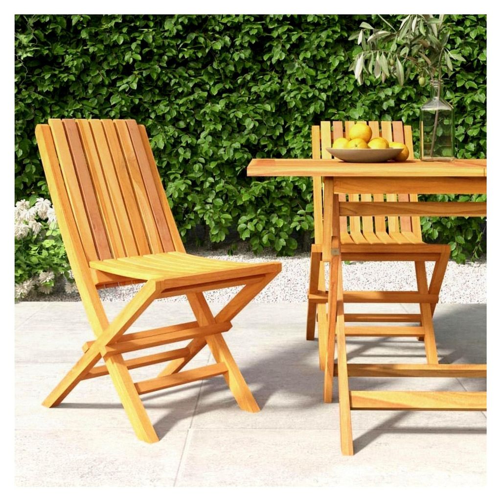 Klappbare Gartenstühle 2 Stück 47x47x89 cm aus massivem Teakholz