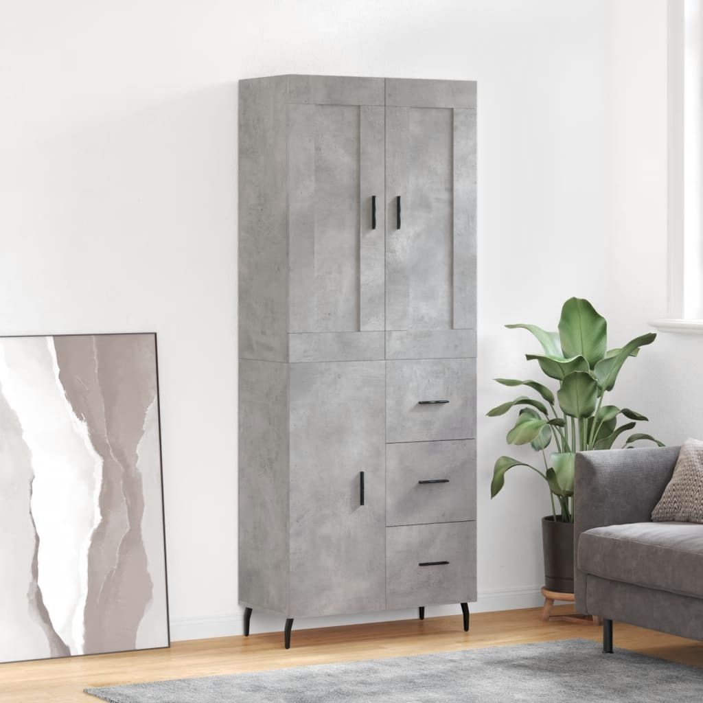 Maison Exclusive - Highboard Betongrau 69,5x34x180 cm Holzwerkstoff