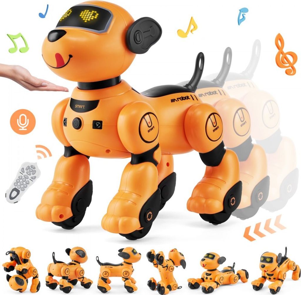 Ferngesteuertes RC Hund Roboter Spricht, Tanzt, Touch Steuerung Interaktiver Spielzeughund mit Sprachfernbedienung