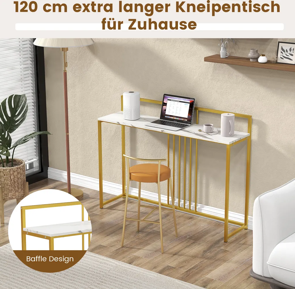 COSTWAY Consolle Marmo e Oro 120cm - Tavolo Ingresso Moderno Design - 3
