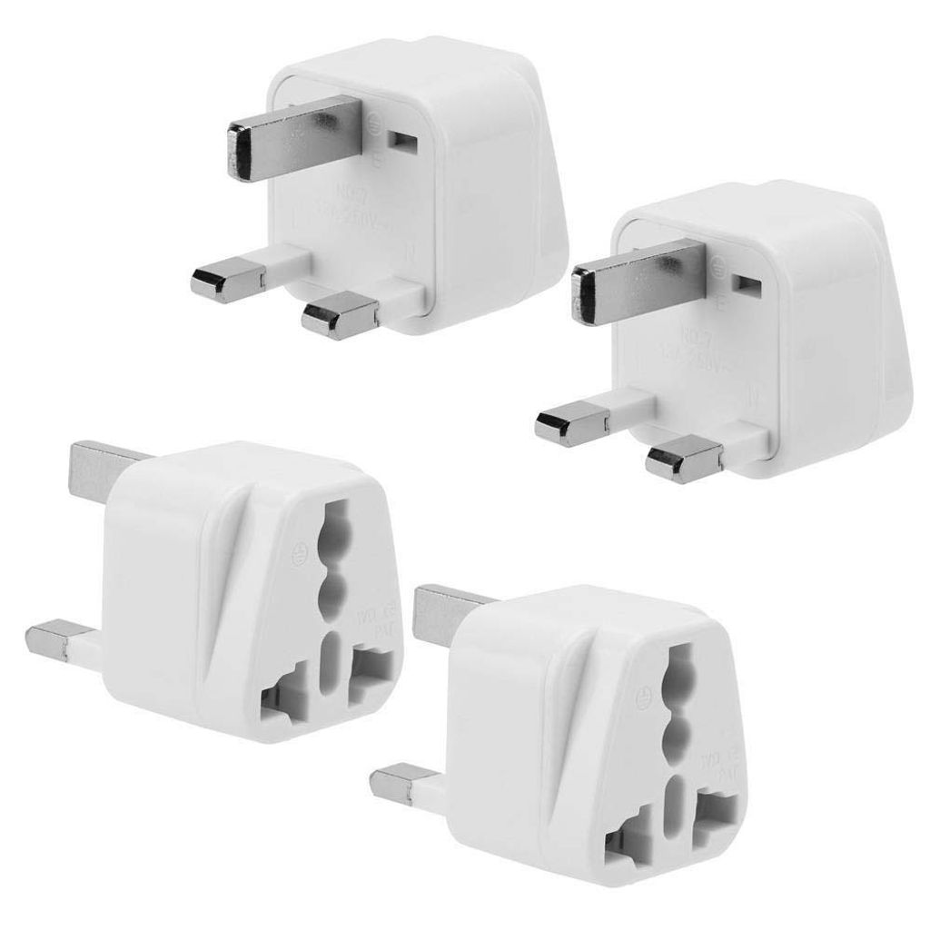 Intirilife 4x Steckdosen Adapter in WEISS – 4er Set UK Typ G Steckdosen Stromadapter Reisestecker für z.B. Deutschland, Italien, Spanien, Frankr...