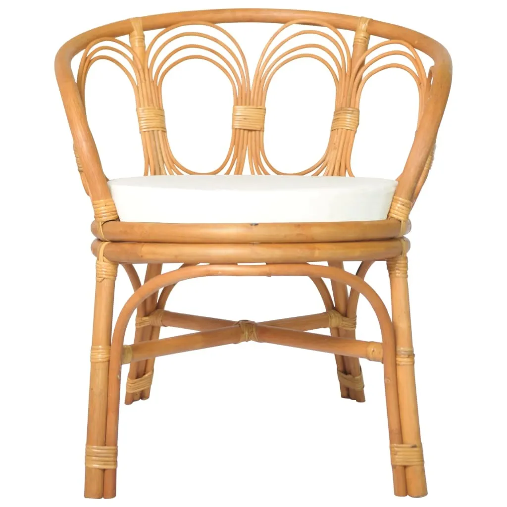 Chaise confortable pour salle à manger en rotin et lin marron clair