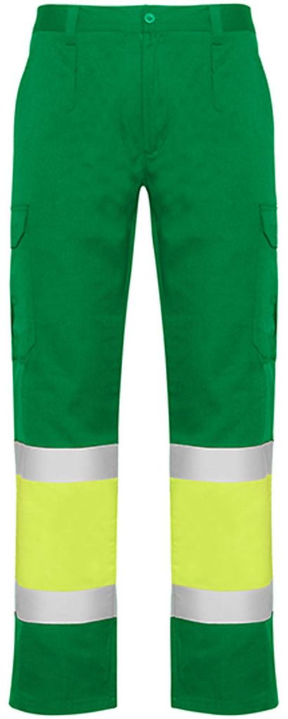 Roly Workwear HV9300 | Naos Hi-Viz Trousers - Arbeitshose mit Reflektionsstreifen - Farbe: Garden Green 52/Fluor Yellow 221 - Größe: 48