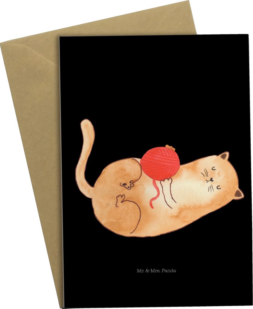 Mr. & Mrs. Panda babykarte Katze Wolle - Schwarz - Geschenk, Putzig, osterkarten, glückwunschkarten, hochzeitskarten, weihnachtskarten, einladungs...