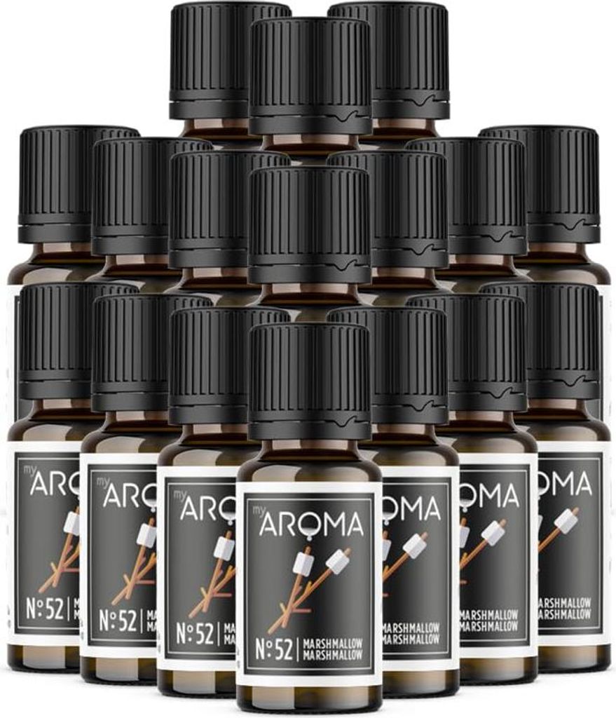 myAROMA Flavour Drops – Marshmallow 17x10ml, Zuckerfrei, Kalorienfrei & Vegan, Natürliches Aroma ohne Künstliche Farbstoffe