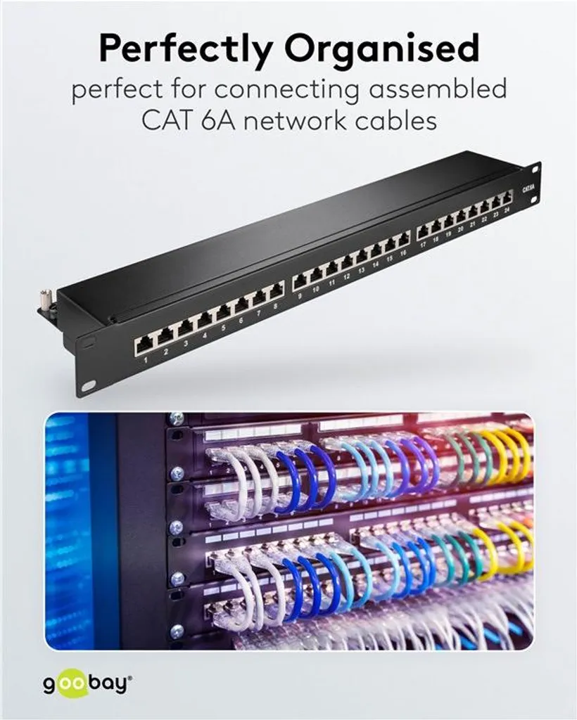 Distribuzione Rete Goobay 90854 CAT 6a STP 24 Porte Rack 19 Pollici - 9